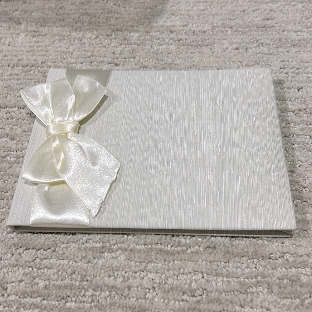 Ivory Silk Cover Guest Book with Satin Bow by CR Gibson